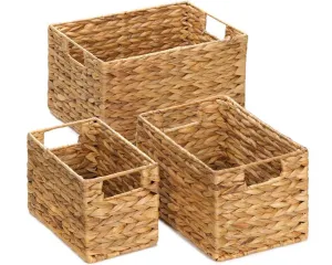 Water hyacinth rectangular storage baskets