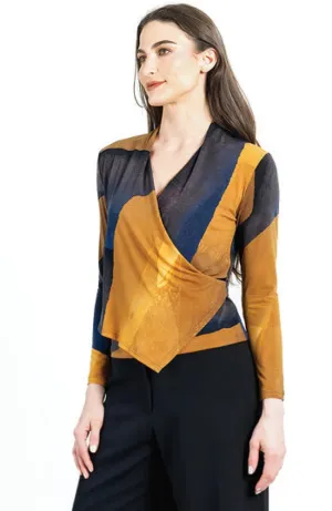 Watercolor Crossover Faux Wrap Top