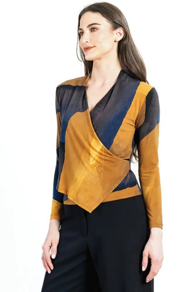 Watercolor Crossover Faux Wrap Top