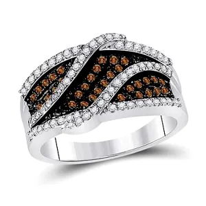 White and Luscious Dark Cognac Diamond Ring in White 10k Gold