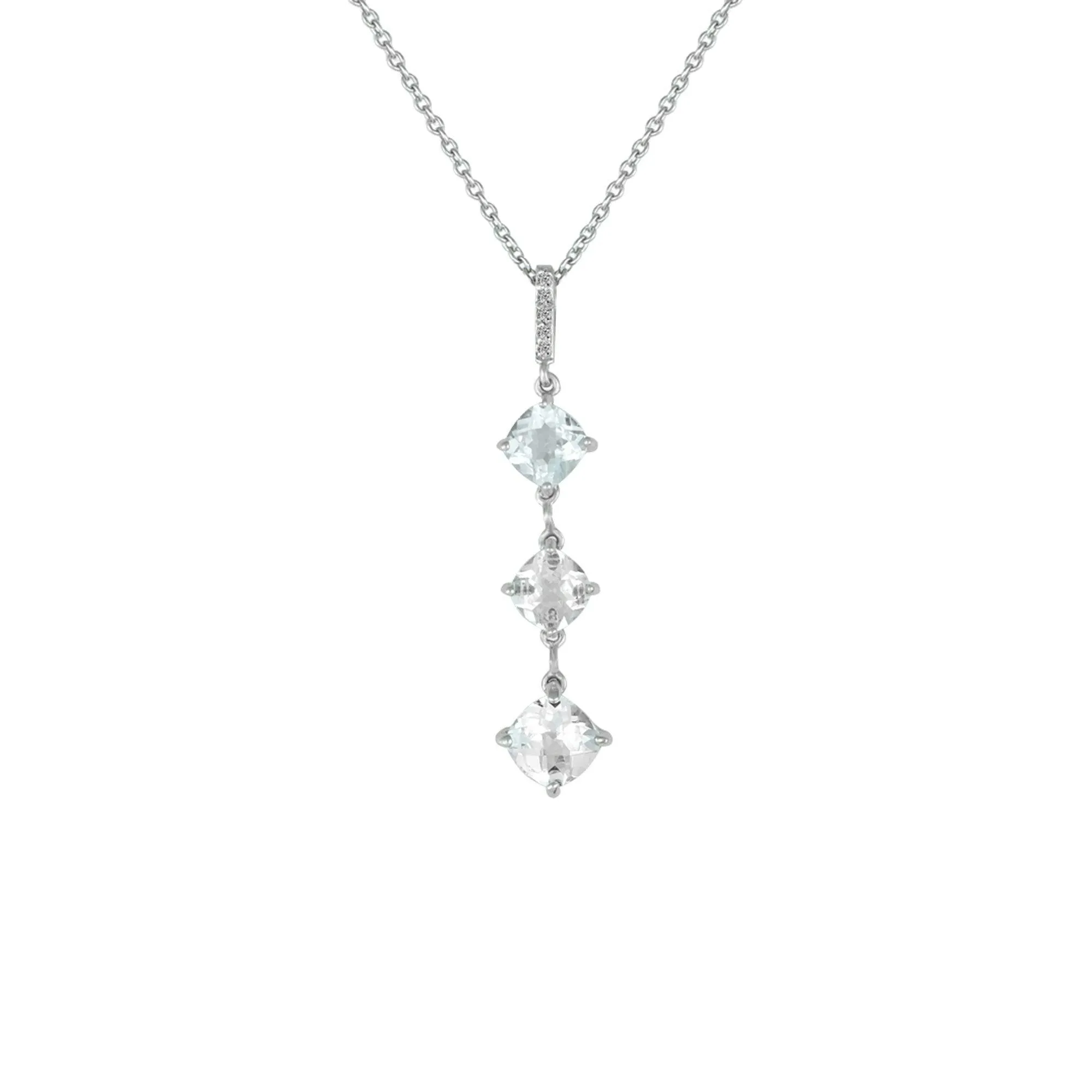 White Topaz and Diamond Accent Drop Pendant in Silver