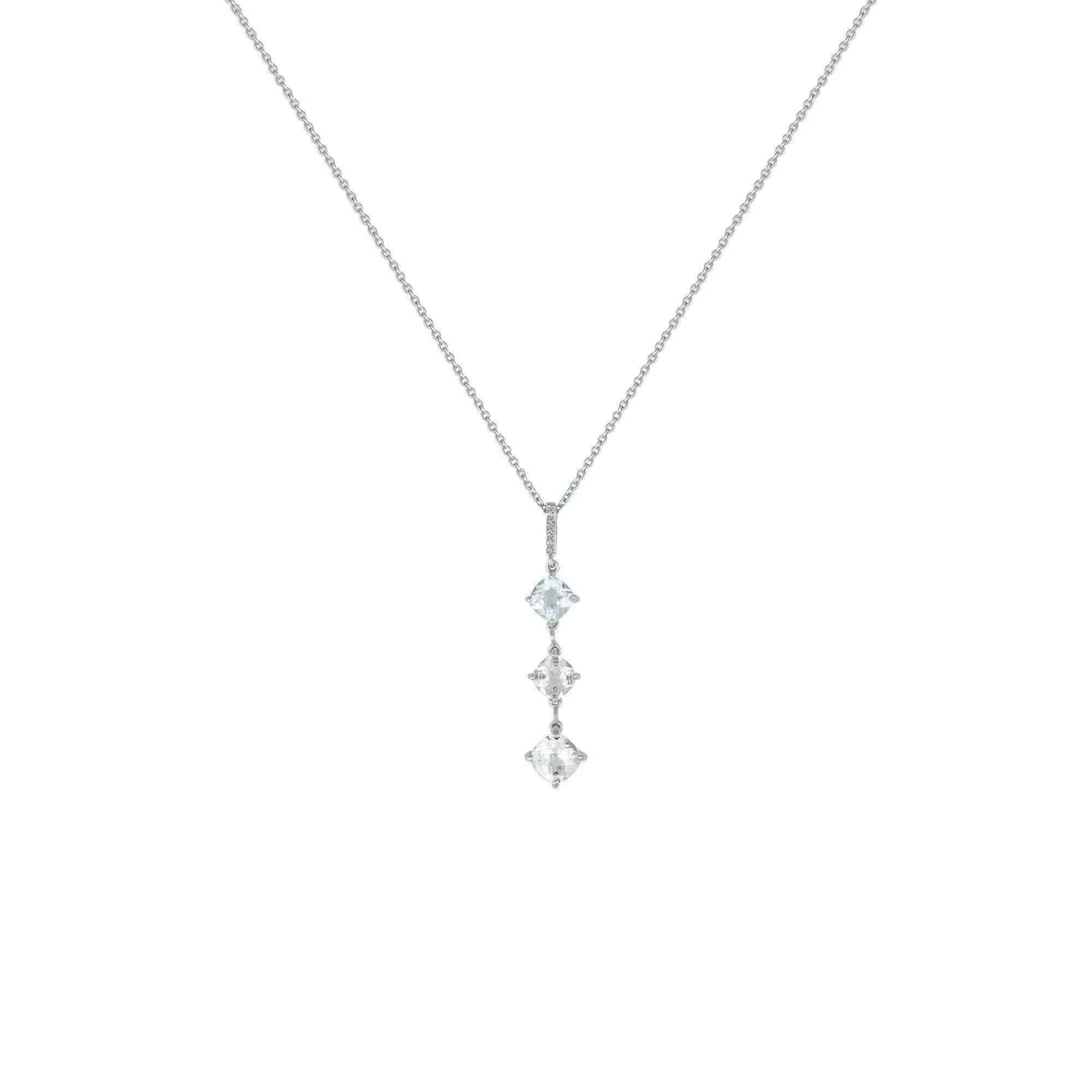 White Topaz and Diamond Accent Drop Pendant in Silver
