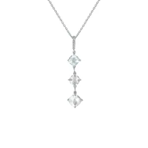 White Topaz and Diamond Accent Drop Pendant in Silver
