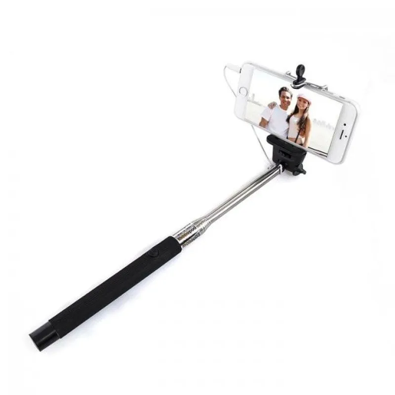 Wired Monopod Selfie Stick - BLACK