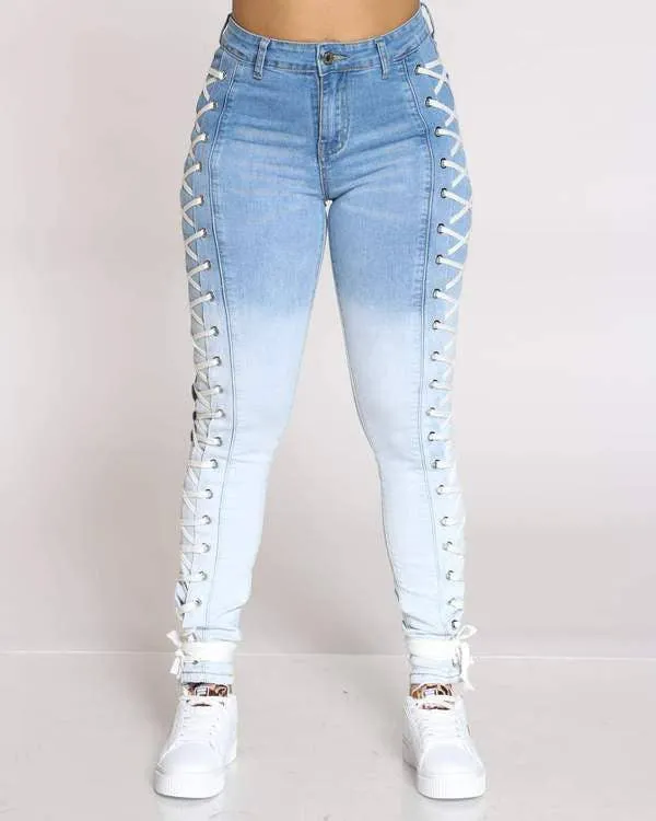 Women's Fashion Solid Color Washed Jeans