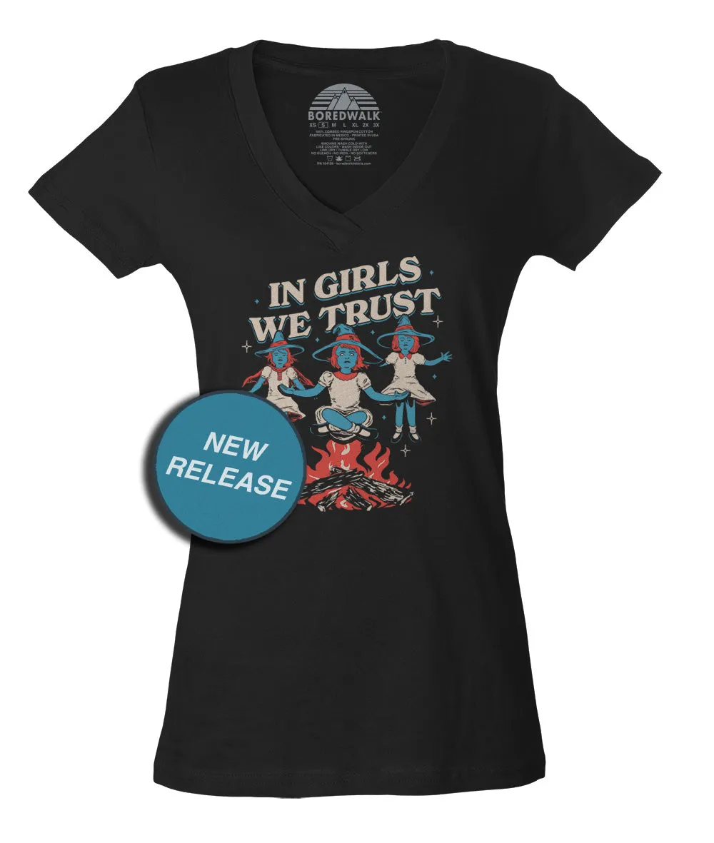Women's In Girls We Trust Witches Vneck T-Shirt