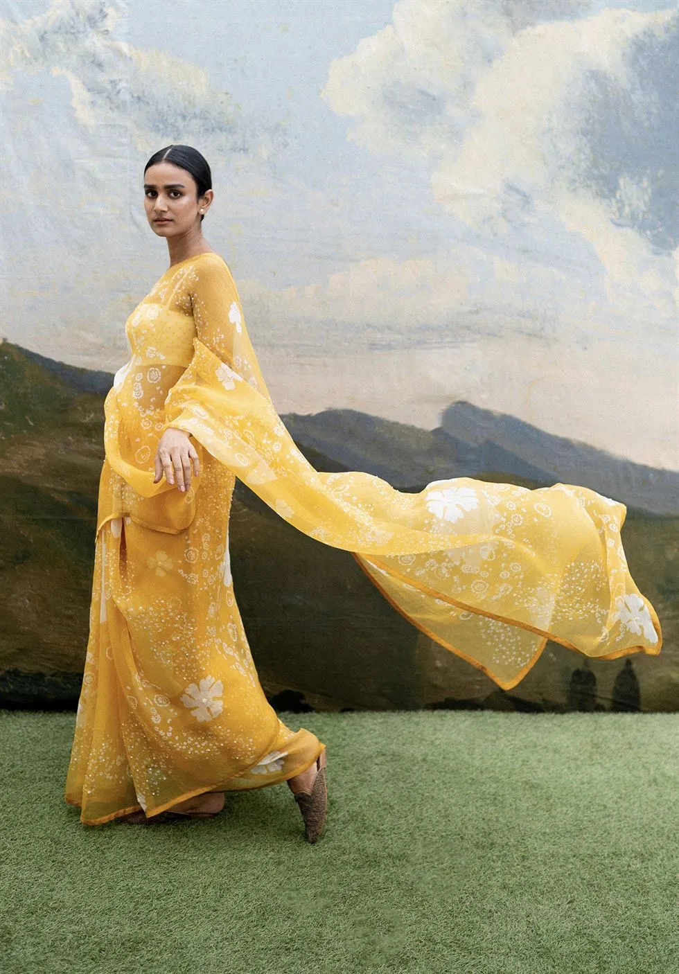 Yam   I   Tuscany Ophelia Saree SAREE Blouse Not Included SILK ORGANZA YELLOW An Indian Summer YAMSR02