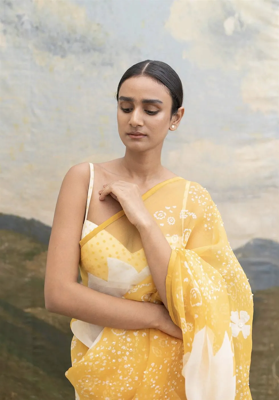 Yam   I   Tuscany Ophelia Saree SAREE Blouse Not Included SILK ORGANZA YELLOW An Indian Summer YAMSR02
