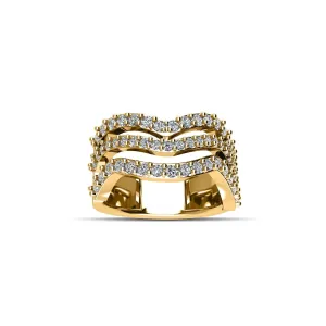 Yellow Gold Plated Cubic Zirconia Fashion Ring in Sterling Silver